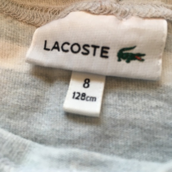 Lacoste Kids Striped Gray Hooded Sweatshirt Size 8 - Picture 3 of 5